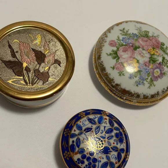 Set of 3 Porcelain Trinket Boxes